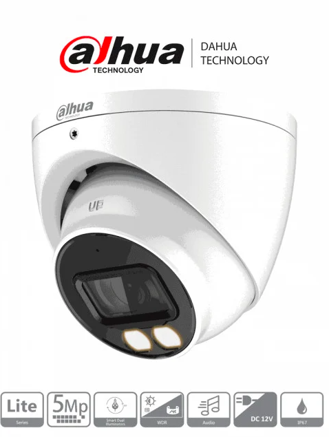 Camara HDCVI Dahua Domo 5MP Fullcolor Iluminación 40m lente 2.8mm DH-HAC-HDW1509TN-LED-0280B-S2